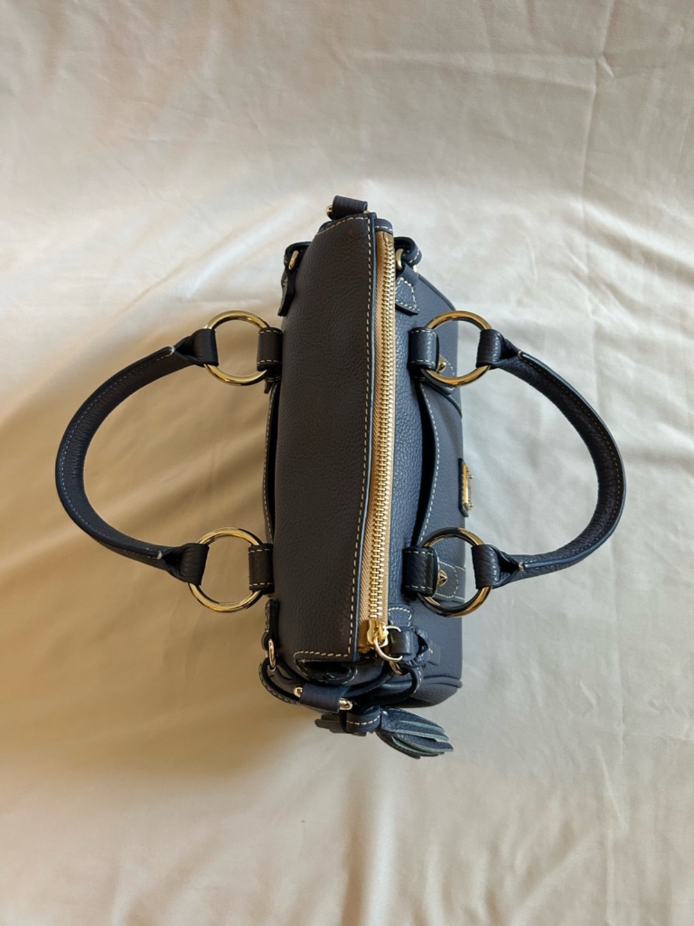 Dooney & Bourke Blue Pebble Leather Satchel - Picture 8 of 16